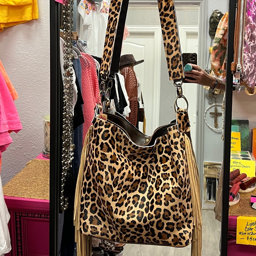 Geniune leather leopard purse